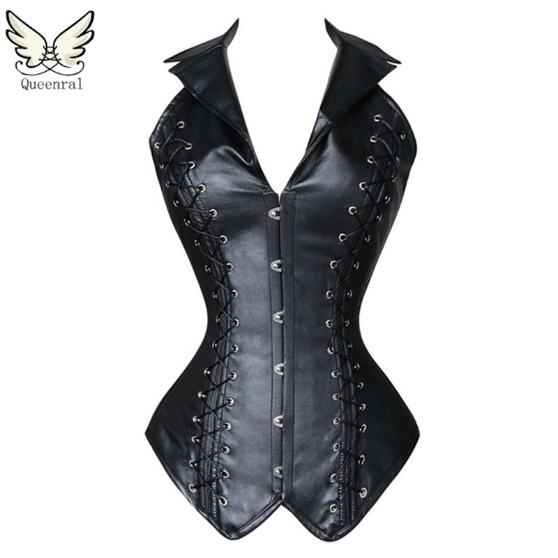 Leather Steampunk corset waist trainer