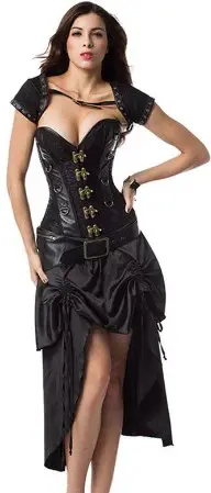 Satin Steampunk Corset With Belt And Jacket
