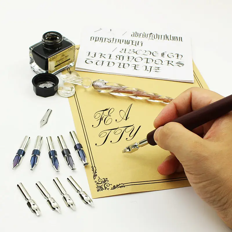 10 Nibs Wooden Steampunk Dip Pen Set
