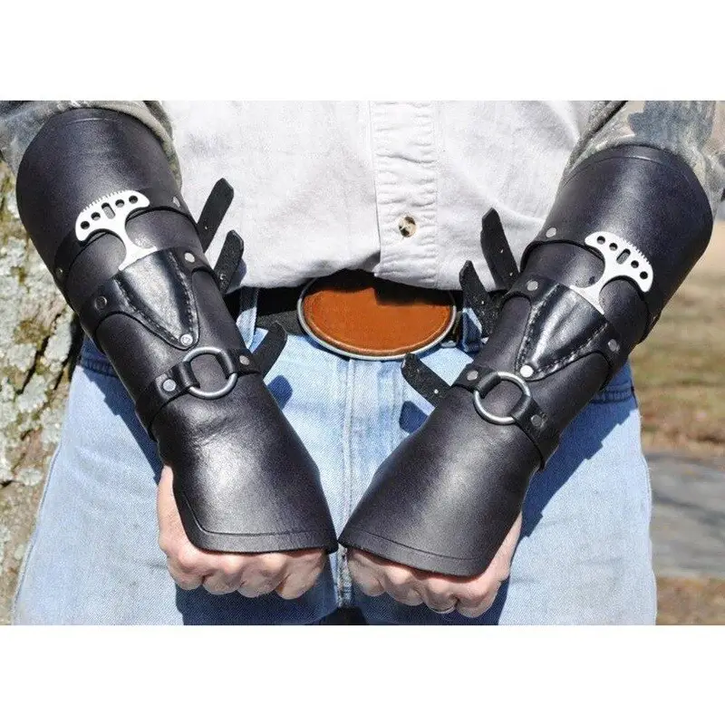 Steampunk Leather Bracers with Pocket