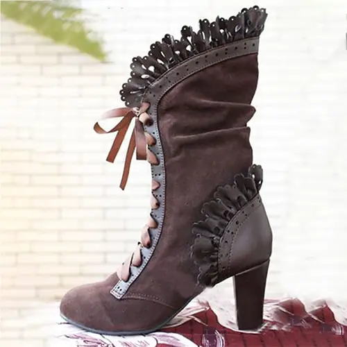 Steampunk Victorian High heels boots